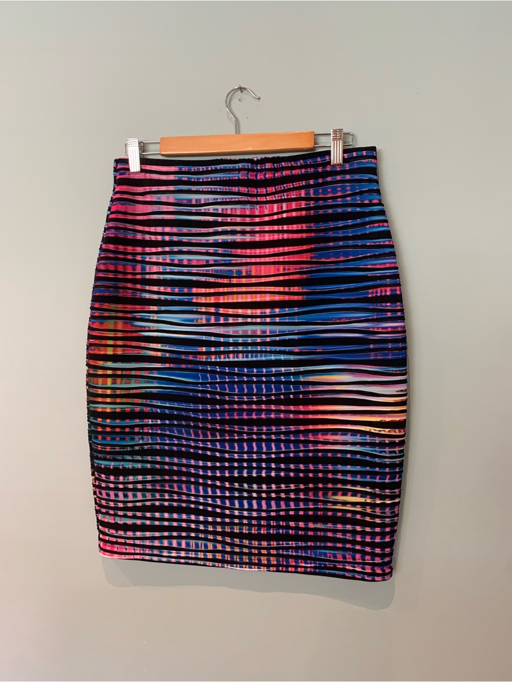 Joseph Ribkoff Multicolor Striped Pencil Skirt in Pink, Blue, Purple, Black